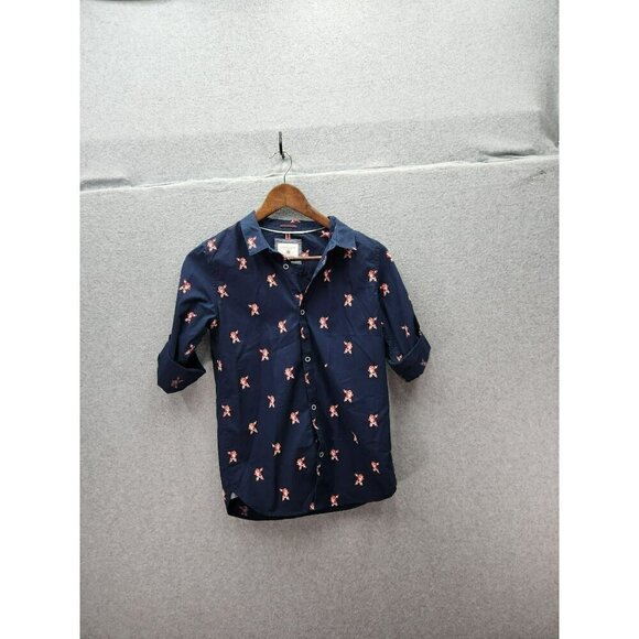 Denim & Flower Ricky Singh Dancing Santa  Boys Navy Button-Down - Picture 1 of 6